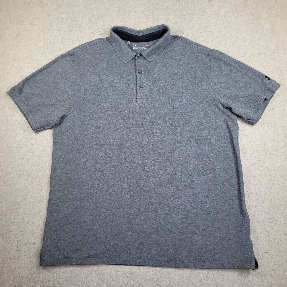 Under Armour Polo Shirt Mens XL Loose Gray Short Sleeve Casual Cotton Active